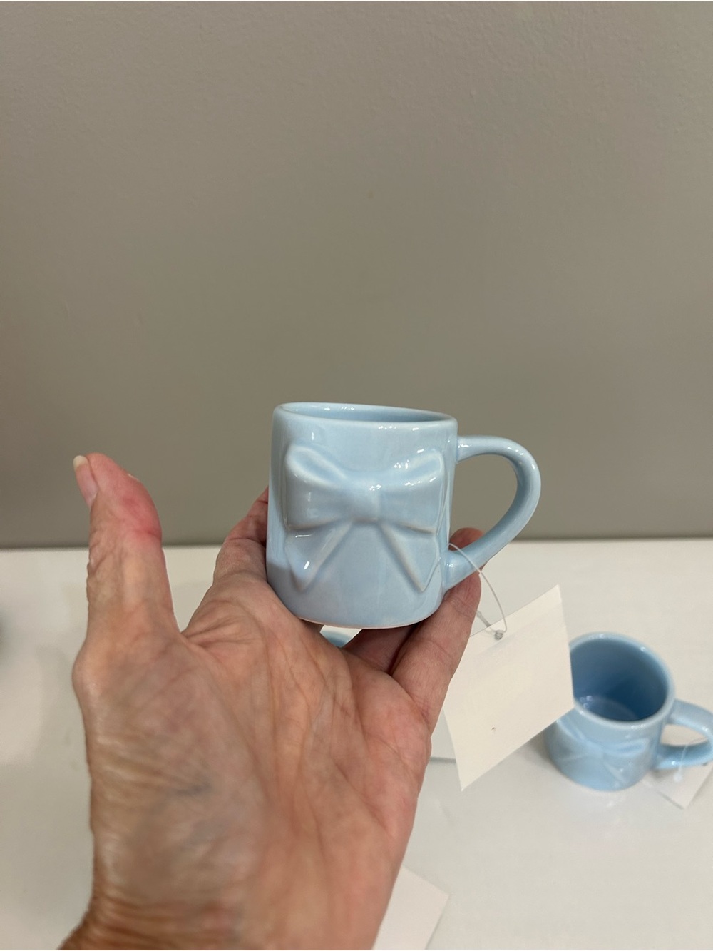 The Spring Shop Light Blue Ceramic Mini Mug Set with Bow Detail - Picture 3 of 5